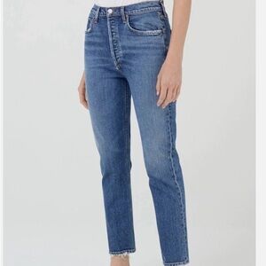 AGOLDE Riley High-Rise Straight Cropped Jeans in Silence Size 25